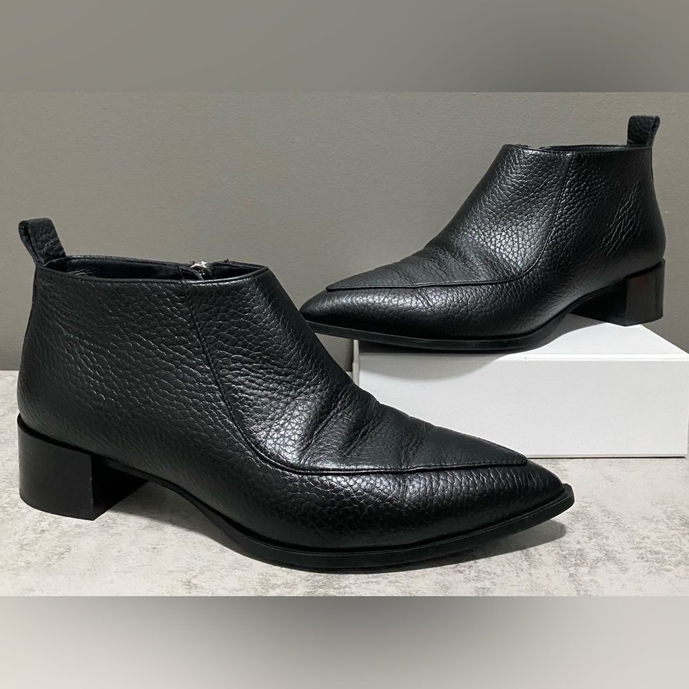 Everlane Black Leather Pointed Ankle Booties
